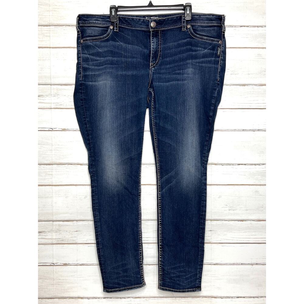 Silver Jeans Co Suki Mid Super Skinny Jeans Dark Wash Plus Size 22/31 Stretch
